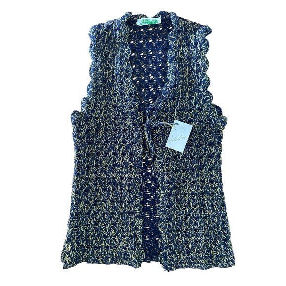 Vintage 60s 70s Helen Sue Crochet Knit Sweater Vest Open Grannycore Boho Hippie - Picture 10 of 12